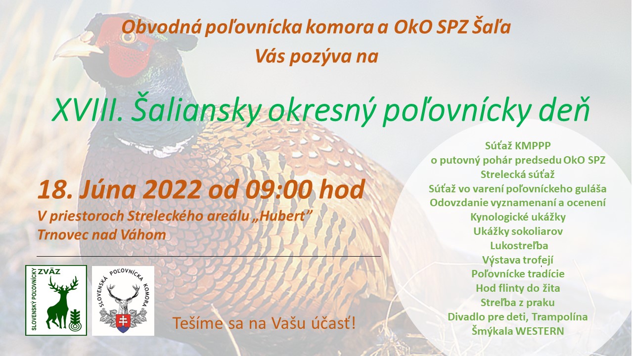Pozvánka Okresné Poľovnícke Dni 2022 NOVY